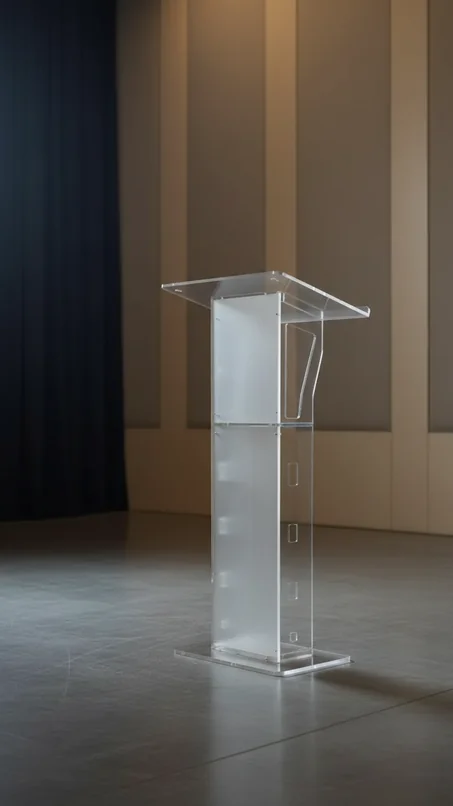 Podium de acrílico transparente profesional para conferencias y eventos corporativos en México