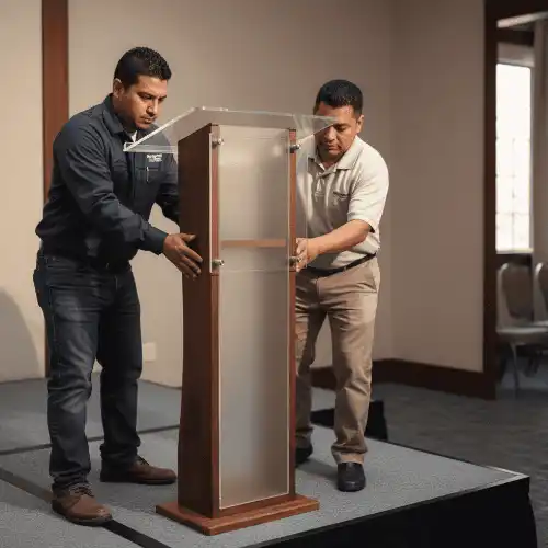 Montaje rápido de podium corporativo