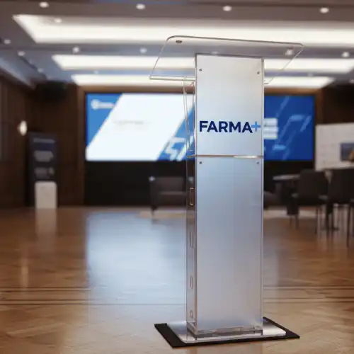 Podium empresarial profesional con branding