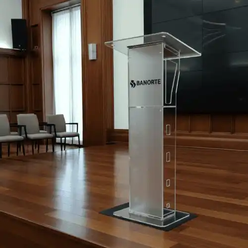 Podium personalizado con grabado láser de logotipo corporativo en venta